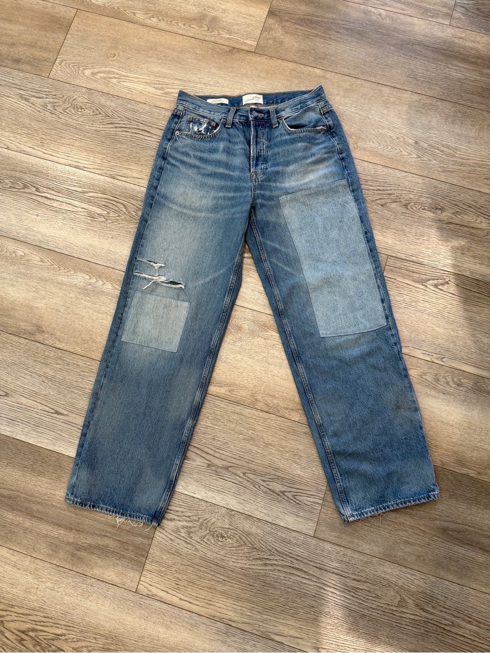 NWOT! Universal Thread Blue Straight-Leg Patchwork Jeans | Size 6